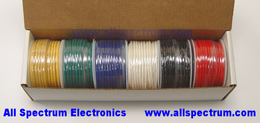 Hook Up Wire Set, 22AWG SOLID CORE, UL / CSA, 6 x 25 ft spools