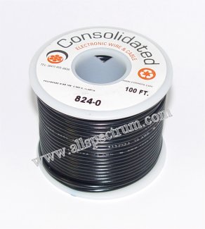 Hook Up Wire, 22AWG STRANDED CORE, UL / CSA, 100ft spool, BLACK  CONWIRE-818-0 - All Spectrum Electronics