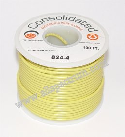 Hook Up Wire, 16AWG STRANDED CORE, UL / CSA, 100ft spool, YELLOW CONWIRE- 824-4 - All Spectrum Electronics